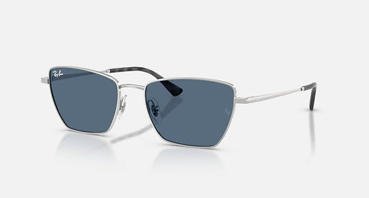 Ray-Ban DREA BIO-BASED Silver with Dark Blue Solid Color lenses - Quarter