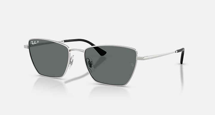 Ray-Ban DREA BIO-BASED Silver with Dark Grey Polarized Solid Color lenses - Quarter
