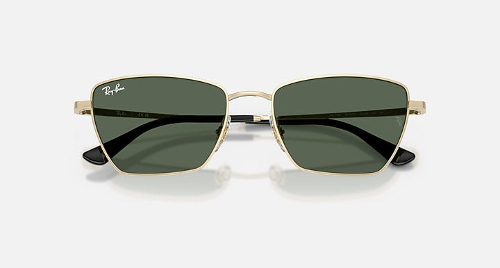 Ray-Ban DREA BIO-BASED Pale Gold with Dark Green Solid Color lenses - Closed Front