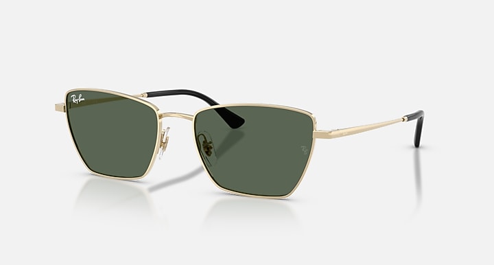 Ray-Ban DREA BIO-BASED Pale Gold with Dark Green Solid Color lenses - Quarter