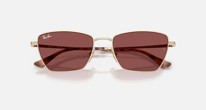 Ray-Ban DREA BIO-BASED Pale Gold with Dark Violet Solid Color lenses - Closed Front