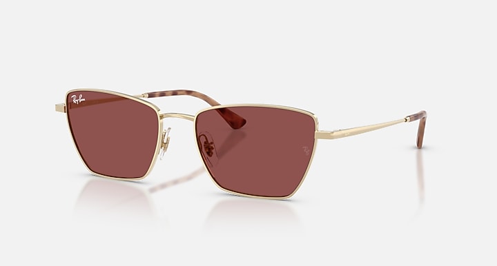Ray-Ban DREA BIO-BASED Pale Gold with Dark Violet Solid Color lenses - Quarter