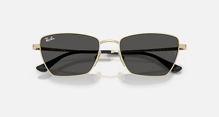 Ray-Ban DREA BIO-BASED Pale Gold with Dark Grey Solid Color lenses - Closed Front