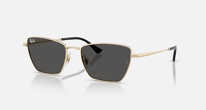 Ray-Ban DREA BIO-BASED Pale Gold with Dark Grey Solid Color lenses - Quarter