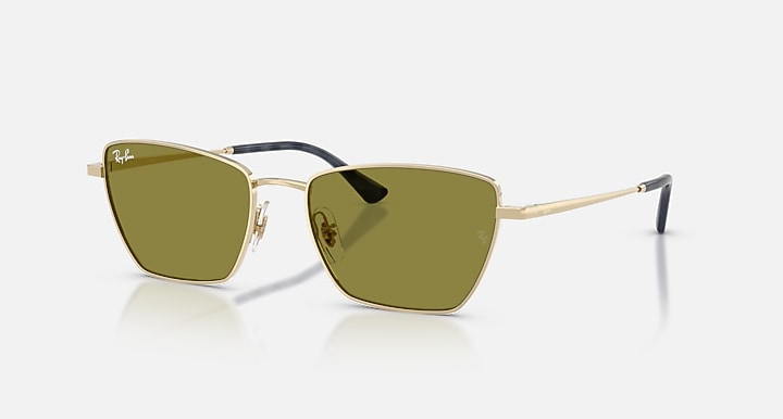 Ray-Ban DREA BIO-BASED Pale Gold with Green Solid Color lenses - Quarter