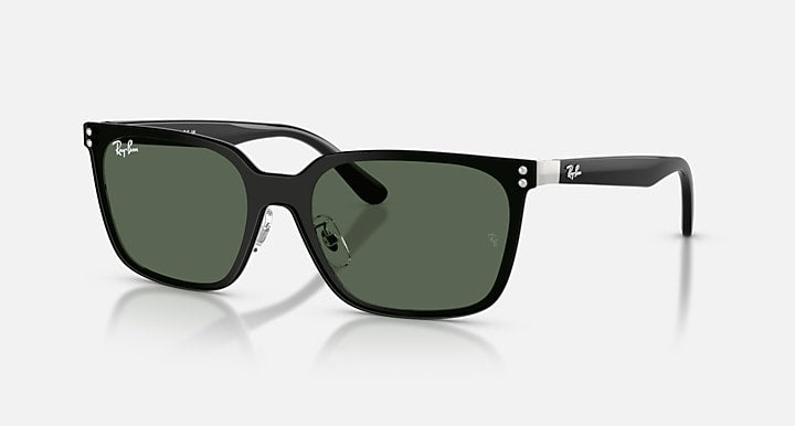 Ray-Ban RB3784D Silver with Dark Green Solid Color lenses - Quarter