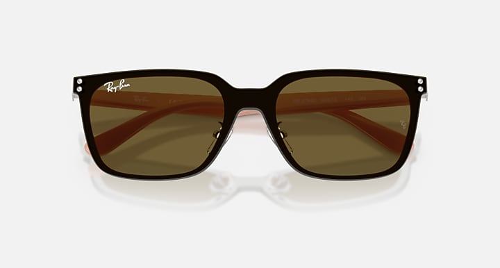 Ray-Ban RB3784D Silver with Dark Brown Solid Color lenses - Closed Front