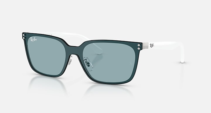 Ray-Ban RB3784D Silver with Light Blue Solid Color lenses - Quarter