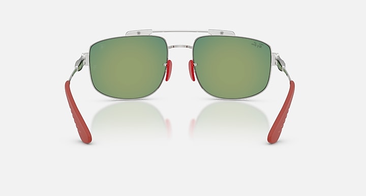 Ray-Ban RB3789M SCUDERIA FERRARI COLLECTION Silver with Grey Mirror Red Solid Color - Mirror lenses - Back