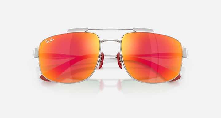 Ray-Ban RB3789M SCUDERIA FERRARI COLLECTION Silver with Grey Mirror Red Solid Color - Mirror lenses - Closed Front