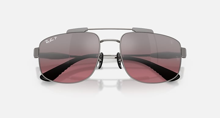 Ray-Ban RB3789M SCUDERIA FERRARI COLLECTION POLARIZED+ LENSES Gunmetal with Polarized Wine Polarized+ lenses - Closed Front
