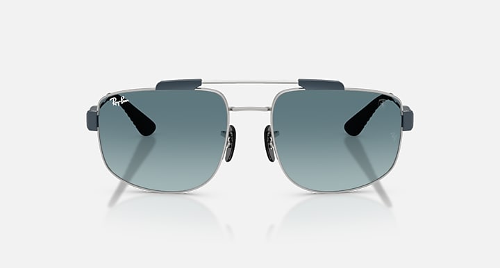 Ray-Ban RB3789M SCUDERIA FERRARI COLLECTION Silver with Blue Gradient Grey Gradient lenses - Front