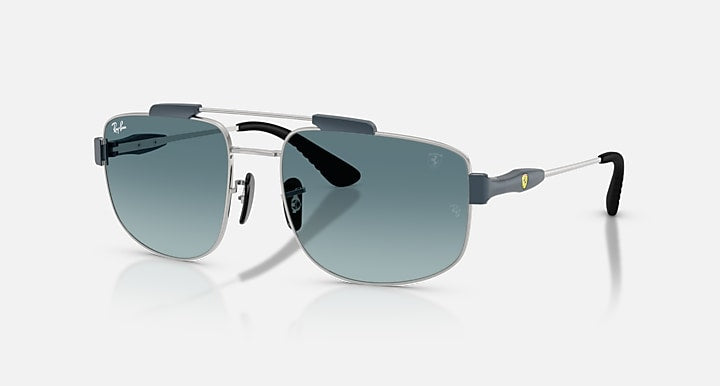 Ray-Ban RB3789M SCUDERIA FERRARI COLLECTION Silver with Blue Gradient Grey Gradient lenses - Quarter