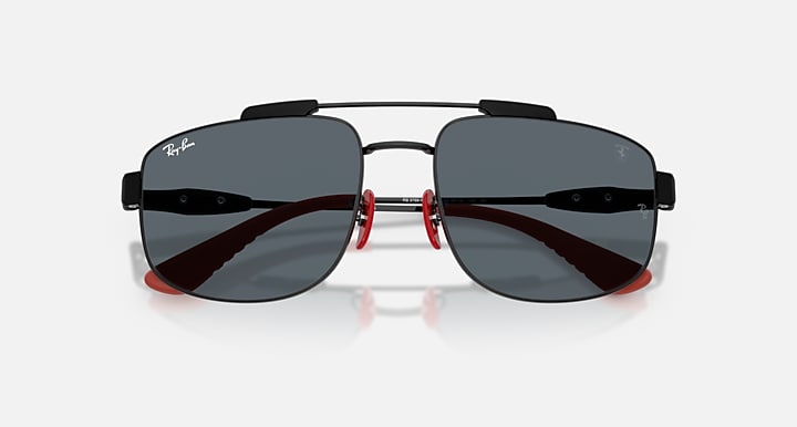 Ray-Ban RB3789M SCUDERIA FERRARI COLLECTION Black with Blue Solid Color lenses - Closed Front