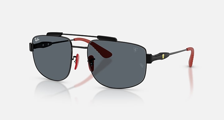 Ray-Ban RB3789M SCUDERIA FERRARI COLLECTION Black with Blue Solid Color lenses - Quarter