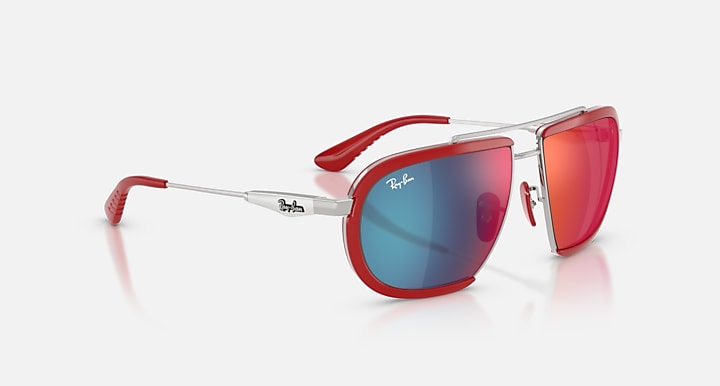 Ray-Ban 499P HYPERCAR LIMITED EDITION 2026 - SCUDERIA FERRARI COLLECTION Silver with Dark Grey/Blue Red Solid Color - Mirror lenses - Alternative