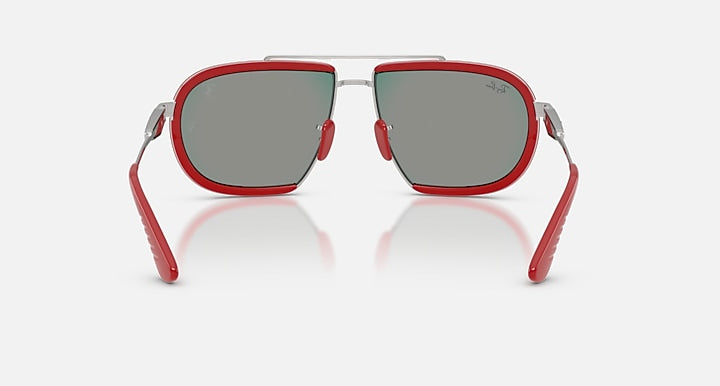 Ray-Ban 499P HYPERCAR LIMITED EDITION 2026 - SCUDERIA FERRARI COLLECTION Silver with Dark Grey/Blue Red Solid Color - Mirror lenses - Back