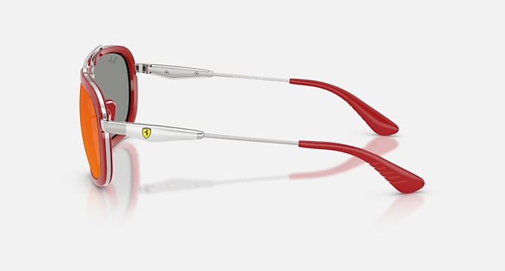 Ray-Ban 499P HYPERCAR LIMITED EDITION 2026 - SCUDERIA FERRARI COLLECTION Silver with Dark Grey/Blue Red Solid Color - Mirror lenses - Lateral