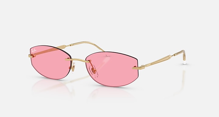 Ray-Ban RB3792 Arista; Gold with Pink Solid Color lenses - Quarter
