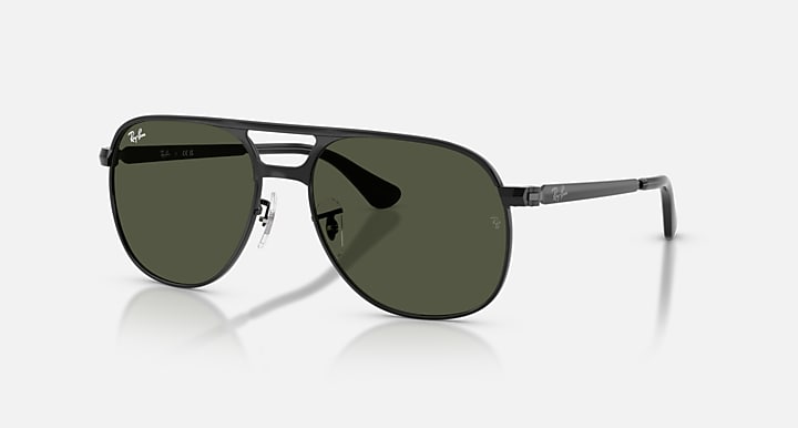 Ray-Ban BILL MAX Black with Green Solid Color lenses - Quarter