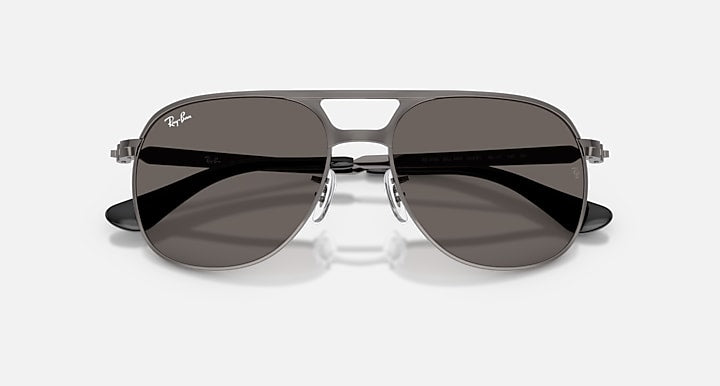 Ray-Ban BILL MAX Gunmetal with Dark Grey Solid Color lenses - Closed Front