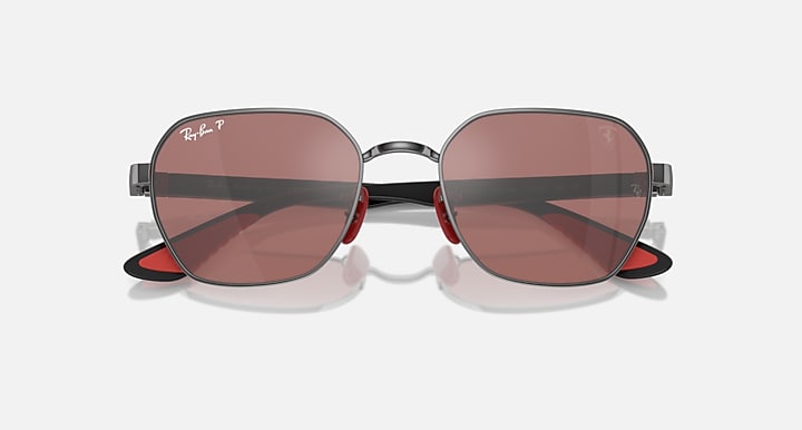 Ray-Ban RB3794M SCUDERIA FERRARI COLLECTION POLARIZED+ LENSES Gunmetal; Black with Purple & Silver Polarized Polarized+ lenses - Closed Front