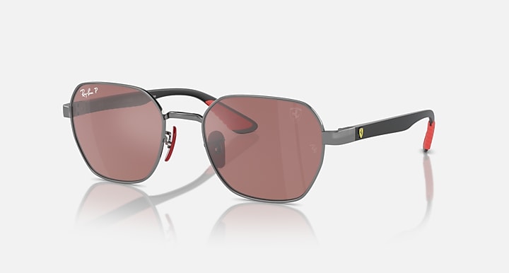 Ray-Ban RB3794M SCUDERIA FERRARI COLLECTION POLARIZED+ LENSES Gunmetal; Black with Purple & Silver Polarized Polarized+ lenses - Quarter