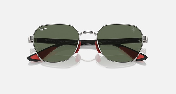 Ray-Ban RB3794M SCUDERIA FERRARI COLLECTION Silver; Black with Dark Green Solid Color lenses - Closed Front