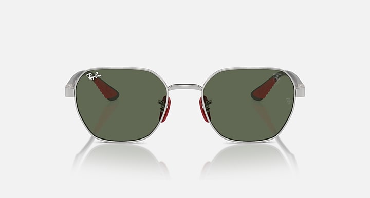 Ray-Ban RB3794M SCUDERIA FERRARI COLLECTION Silver; Black with Dark Green Solid Color lenses - Front
