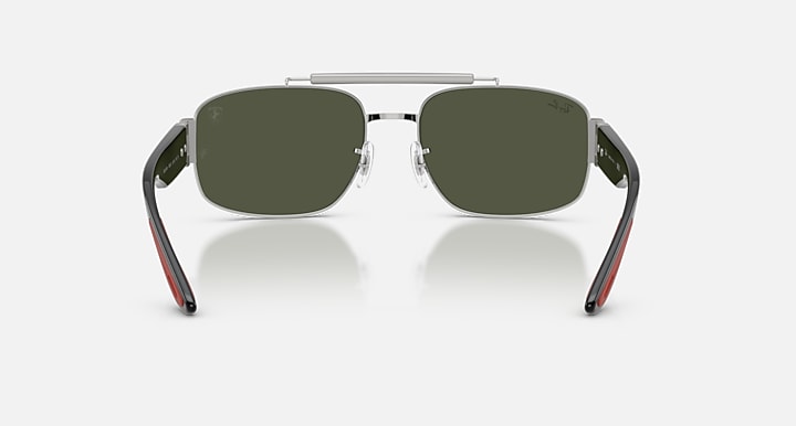 Ray-Ban RB3797M SCUDERIA FERRARI COLLECTION Silver; Black with Green Solid Color lenses - Back
