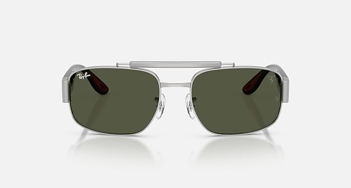 Ray-Ban RB3797M SCUDERIA FERRARI COLLECTION Silver; Black with Green Solid Color lenses - Front