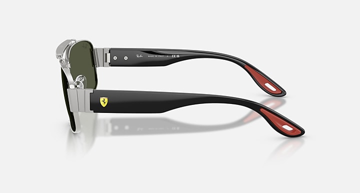 Ray-Ban RB3797M SCUDERIA FERRARI COLLECTION Silver; Black with Green Solid Color lenses - Lateral