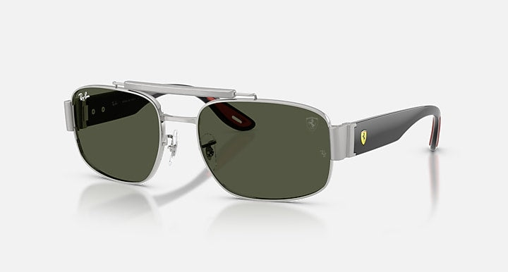 Ray-Ban RB3797M SCUDERIA FERRARI COLLECTION Silver; Black with Green Solid Color lenses - Quarter