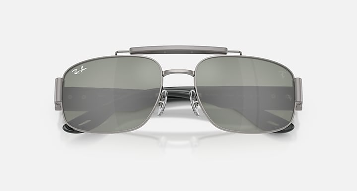 Ray-Ban RB3797M SCUDERIA FERRARI COLLECTION Gunmetal; Grey with Green Mirror Silver Solid Color - Mirror lenses - Closed Front