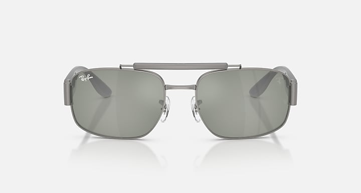 Ray-Ban RB3797M SCUDERIA FERRARI COLLECTION Gunmetal; Grey with Green Mirror Silver Solid Color - Mirror lenses - Front