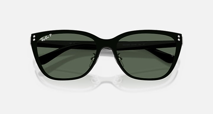 Ray-Ban RB3798D Silver; Black with Polarized Green Solid Color lenses - Closed Front