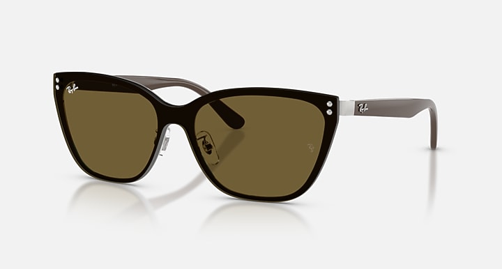 Ray-Ban RB3798D Silver; Brown with Dark Brown Solid Color lenses - Quarter