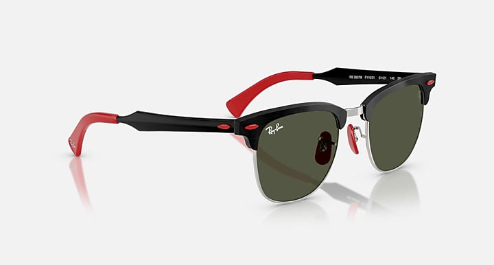 Ray-Ban RB3807M SCUDERIA FERRARI COLLECTION Brushed Black On Silved; Brushed Black with G-15 Green Solid Color lenses - Alternative