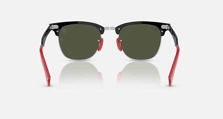 Ray-Ban RB3807M SCUDERIA FERRARI COLLECTION Brushed Black On Silved; Brushed Black with G-15 Green Solid Color lenses - Back