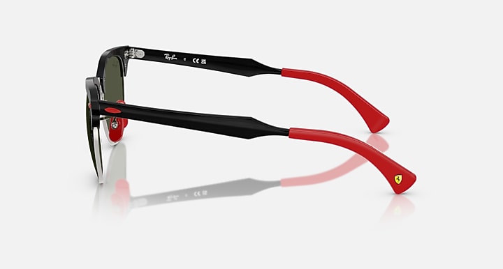 Ray-Ban RB3807M SCUDERIA FERRARI COLLECTION Brushed Black On Silved; Brushed Black with G-15 Green Solid Color lenses - Lateral