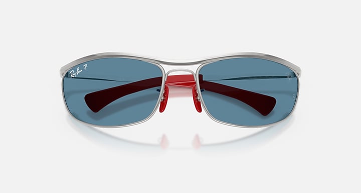 Ray-Ban RB3819M SCUDERIA FERRARI COLLECTION POLARIZED+ LENSES Silver with Blue Polarized+ Polarized+ lenses - Closed Front
