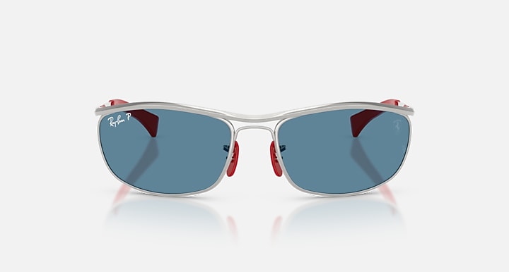Ray-Ban RB3819M SCUDERIA FERRARI COLLECTION POLARIZED+ LENSES Silver with Blue Polarized+ Polarized+ lenses - Front