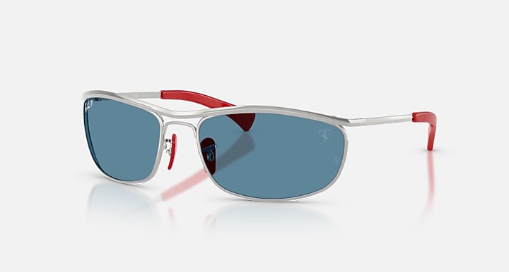 Ray-Ban RB3819M SCUDERIA FERRARI COLLECTION POLARIZED+ LENSES Silver with Blue Polarized+ Polarized+ lenses - Quarter
