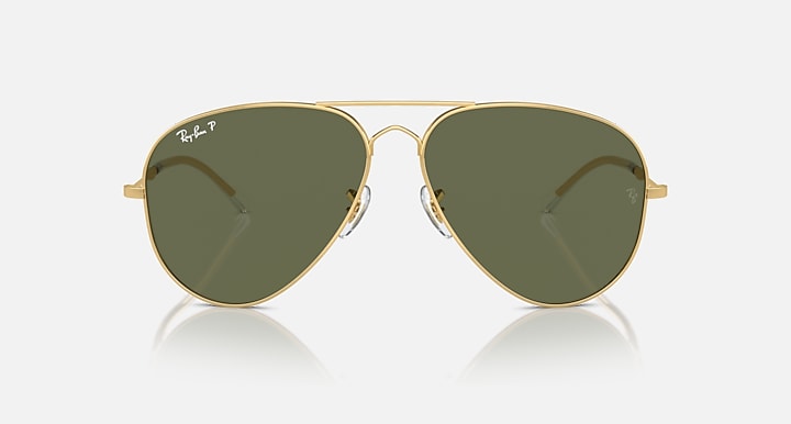 Ray-Ban OLD AVIATOR Arista Gold with Green Polarized Solid Color lenses - Front