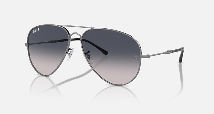 Ray-Ban OLD AVIATOR Gunmetal with Blue Polarized Gradient lenses - Quarter