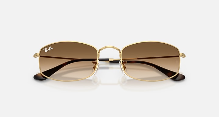 Ray-Ban RB3832 Arista Gold with Clear Gradient Brown Gradient lenses - Closed Front