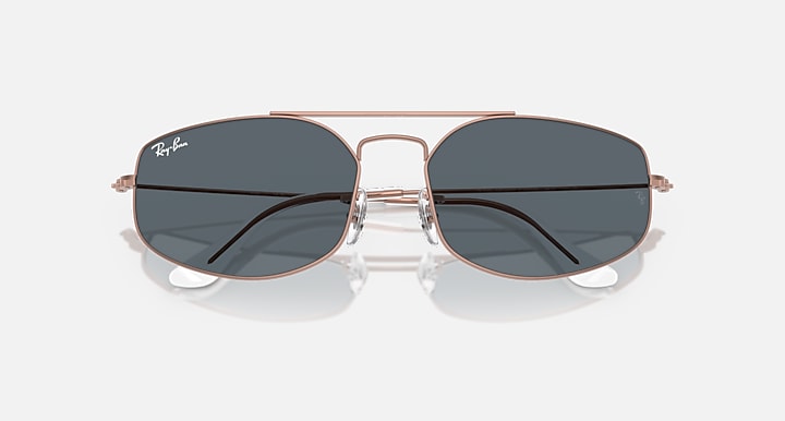 Ray-Ban EXPLORER V Copper with Blue Solid Color lenses - Closed Front