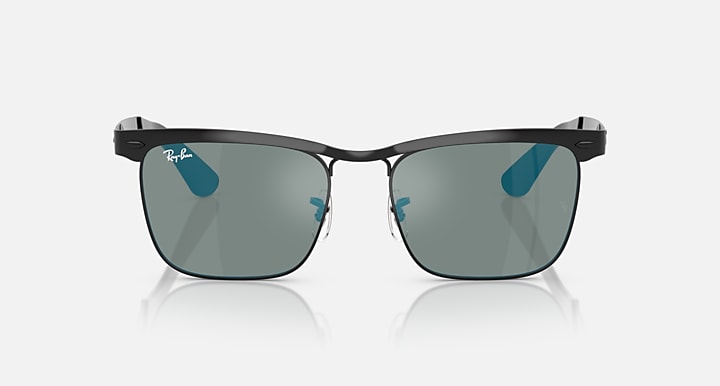 Ray-Ban WAYFARER DELUXE Black with Blue Solid Color - Mirror lenses - Front