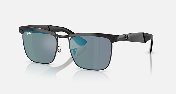 Ray-Ban WAYFARER DELUXE Black with Blue Solid Color - Mirror lenses - Quarter