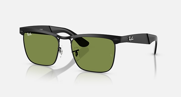 Ray-Ban WAYFARER DELUXE Black with Green Solid Color lenses - Quarter